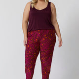 These travel pants are the ultimate in comfort and style for your next adventure. Featuring a vibrant paisley print, they offer a fun and chic design that stands out while still being versatile enough for travel. Made with a soft, cool-touch fabric, they keep you comfortable throughout long flights or sunny sightseeing days, providing breathability and ease. The pull-on style ensures a relaxed fit, making them effortless to wear—no zippers or buttons to fuss with. Plus, they come stocked in two heights.