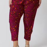 These travel pants are the ultimate in comfort and style for your next adventure. Featuring a vibrant paisley print. This pull-on style ensures a relaxed fit, making them effortless to wear—no zippers or buttons to fuss with. Easy care pants come stocked in two heights in sizes 8-24.