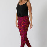 This summer-ready pant is the ideal choice for women seeking comfort, style, and practicality—especially for travel. Designed with a taller height option, it provides a flattering, comfortable fit for women over 40 who prefer a little extra length in their pants. The easy-care, soft-touch fabric ensures a luxurious feel against the skin, while remaining low-maintenance and perfect for busy, on-the-go days. 