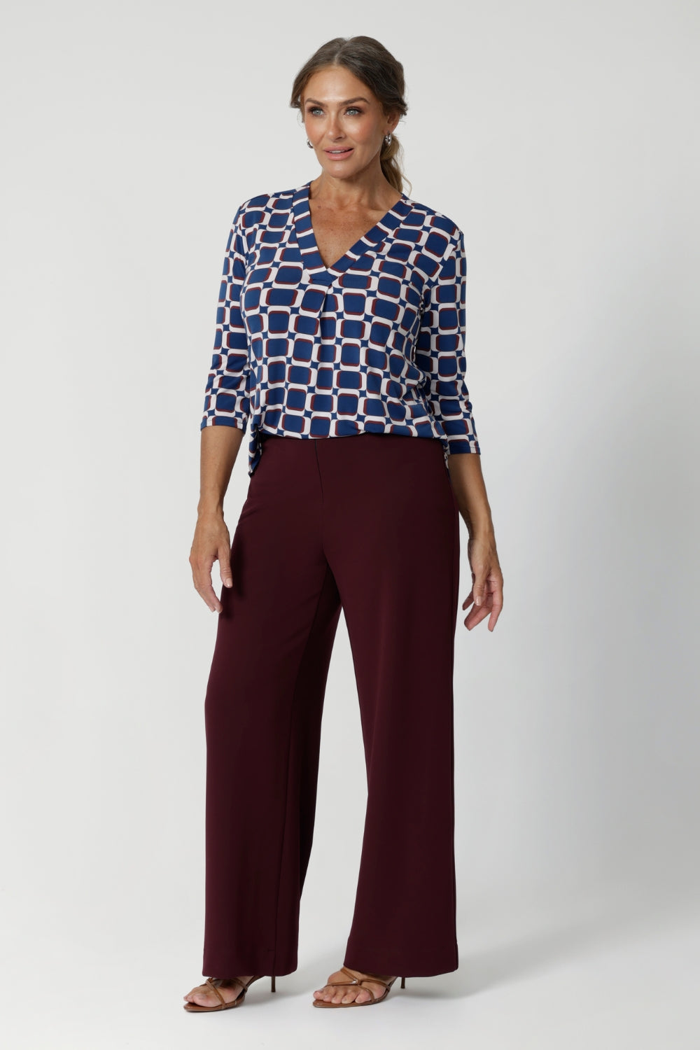 The Jaime Top is the perfect addition to your workwear wardrobe, offering effortless style and versatility that seamlessly transitions from office wear to weekend casual. Crafted from a luxurious, easy care jersey fabric, this top offers a soft stretch that provides all-day comfort while maintaining a polished, structured look. Available in sizes 8-24.