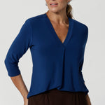 The Jaime Top is the perfect addition to your workwear wardrobe, offering effortless style and versatility that seamlessly transitions from office wear to weekend casual. Available in plains and prints in sizes 8-24.