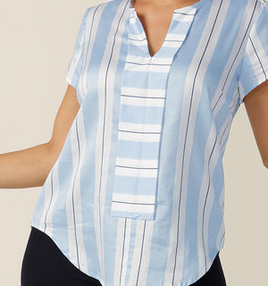 Leina & Fleur's soft tailoring pull-on, short-sleeve shirt in Japanese Cotton. Made in Australia for petite to plus size women