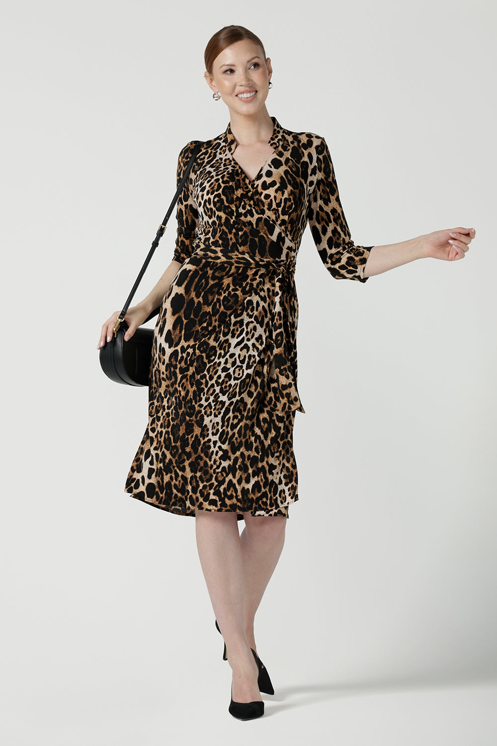 Jett Dress in Gold Leopard Leina Fleur Printed Dresses for Women