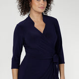 Jett Wrap Dress in Navy