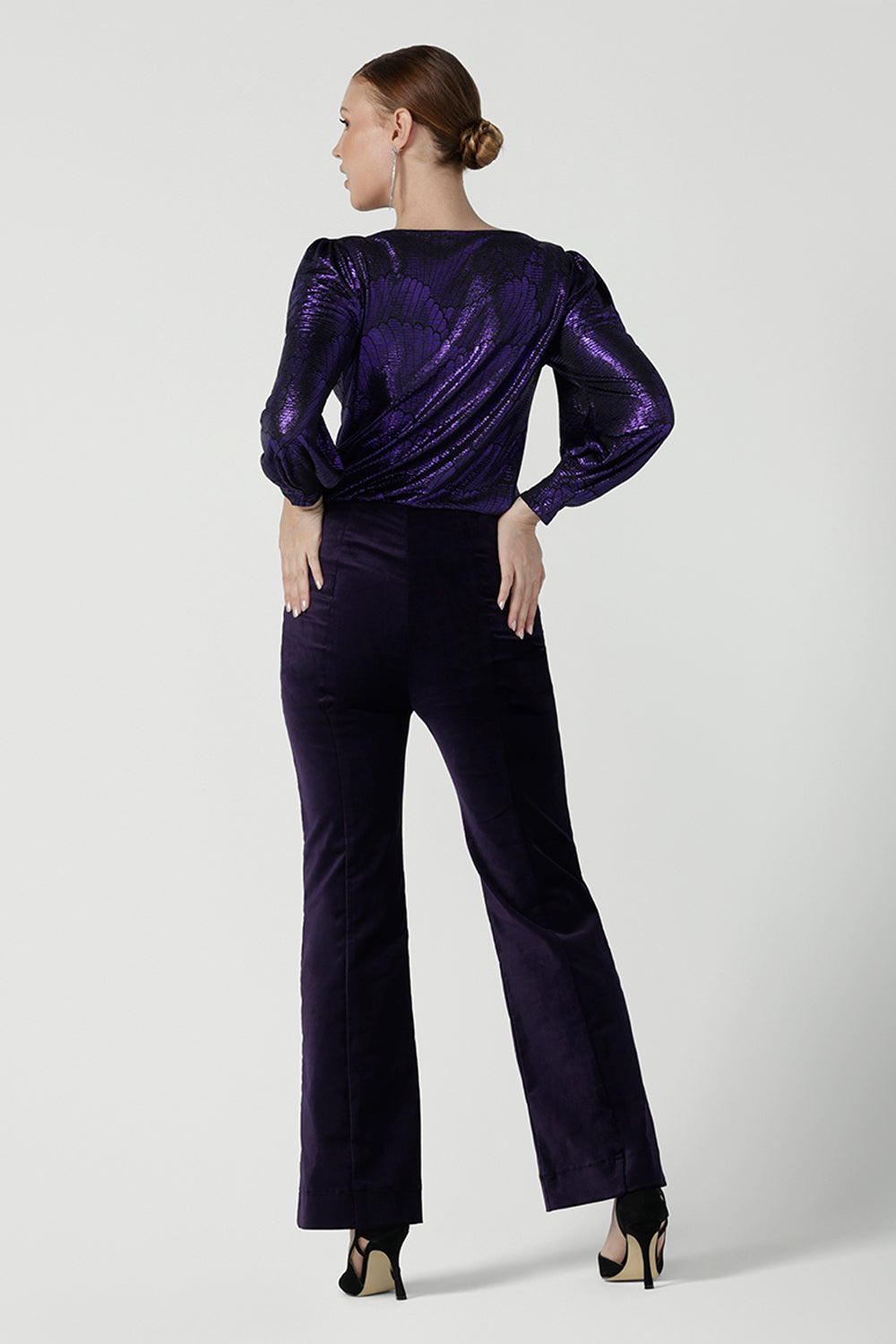 Jonas Pant in Purple Velveteen Leina Fleur Cocktail Pants