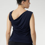 Featuring a double-layer front and back for a smooth, flattering fit, the Jordan Top blends modern style with timeless versatility. Proudly designed and made in Australia. Size 10 model features asymmetrical cowl neckline back facing, dropped across her back.