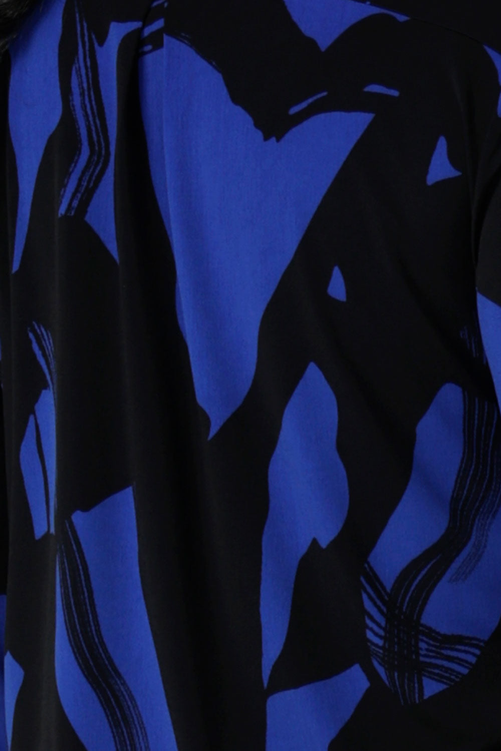 Kabuki print fabric in Cobalt and Black