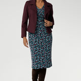 Pair it with a tailored jacket like Garcia for a polished workday look, or layer it under a trench or longline knit on cooler days. Its simple pull-on design and easy-care fabric make it an ideal piece for travel, busy mornings, or anytime dressing well needs to be uncomplicated. Overs 30's model wears the Kadence Dress with her Burgundy Garcia Jacket over the top & with long suede boots.