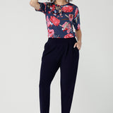 Kodi Top with Elbow Sleeve in Perfect Peony