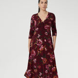 Kyra Dress in Burgundy Bloom