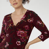 Kyra Dress in Burgundy Bloom