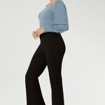Elevate your wardrobe with the Lesley Bootcut Pant in Cocoa, a rich, earthy tone that brings warmth and sophistication to any outfit. Crafted from premium dry-touch Ponte jersey fabric with firm stretch, this sleek pull-on pant is designed to offer structure, comfort, and style all day long.