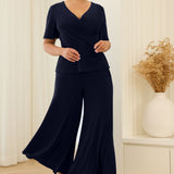 Caspian Palazzo Pant in Dark Navy