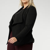 The Lyndon Jacket in Black is your perfect match. Crafted from our luxe Modal fabric, this piece offers a soft stretch and elegant drape that moves with you effortlessly. Available in size 8-24.