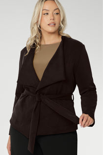 The Lyndon Jacket is a stylish and sophisticated women's winter jacket, proudly Australian made and thoughtfully designed for modern versatility. Crafted from a luxe Modal stretch fabric, this easy-care piece offers both warmth and elegance—perfect for layering during the cooler months.
