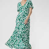 Maggie Maxi Wrap Dress in Jade Charm