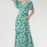 Maggie Maxi Wrap Dress in Jade Charm