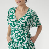 Maggie Maxi Wrap Dress in Jade Charm