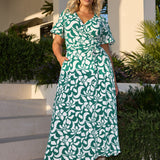 Maggie Maxi Wrap Dress in Jade Charm