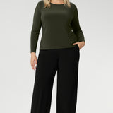 The Mason Top is the perfect everyday essential, ideal for layering as the weather cools. With its sleek boat neckline and clean, sophisticated lines, the Mason Top in Tapestry will quickly become your go-to piece for effortless style. Made from soft, stretchy dry-touch jersey fabric, that is easy care and crease resistant. 