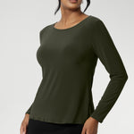 The Mason Top in Bracken will quickly become your go-to piece for effortless style. Perfect top for Autumn layering as the weather cools. The close-to-body fit is enhanced by bust darts for a flattering silhouette, while long sleeves offer warmth. The straight hemline at the front and longer curved hemline at the back add a modern touch to this versatile piece. Available in sizes 8 to 24.