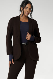 The Merit Blazer is a tailored and light weight woman's workwear blazer that offers elevated style. Crafted with quality scuba crepe fabric that provides full body stretch and comfort. Australia made by Leina & Fleur in sizes 8-24.