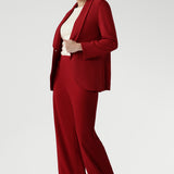 Curved hemline and front pockets. This blazer is Made in Australia for petite women in sizes 8 - 24.