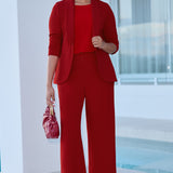 Curved hemline and front pockets. This blazer is Made in Australia for petite women in sizes 8 - 24.