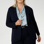 The Michael Shirt in Ice Blue is the perfect blend of modern elegance and workwear chic designed to effortlessly transition from workwear to evening style. This powder blue blouse has flutter sleeves and neck ties that can be tied up with a bow or left undone for a relaxed tuxedo look. Available in size 8-24. 