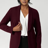 Merit is a tailored and light weight woman's workwear blazer that offers elevated style. Crafted with quality scuba crepe fabric that provides full body stretch and comfort. Australia made by Leina & Fleur in sizes 8-24.