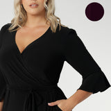 Select your preferred sleeve style—from elegant 3/4 sleeves, flowing fluted sleeves, or statement-making bishop sleeves. Custom made dress comes in 3 different colours and in sizes 8- 24.