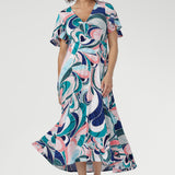 Milly Dress in Mineral Swirl