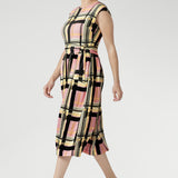 Misha Dress in Pastel Plaid with Belt