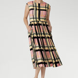 Misha Dress in Pastel Plaid with Belt