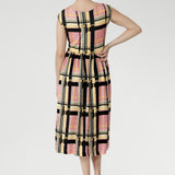 Misha Dress in Pastel Plaid with Belt