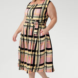 Misha Dress in Pastel Plaid with Belt