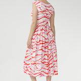 Misha Dress in Pink Tang with Belt