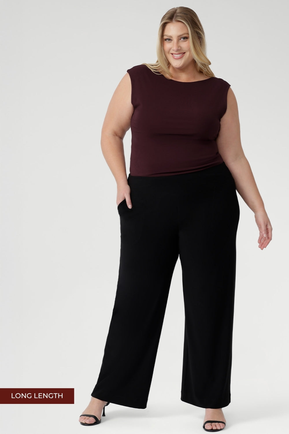 Our Monroe Pant combines timeless style with all-day comfort. Crafted from premium jersey, it boasts a pull-on fit, deep waistband, side pockets with topstitch detail, and a straight-leg cut. Available in three lengths, sizes 8-24, it’s the perfect companion to pieces from our fluid-suiting collection. Designed and made in Australia.
