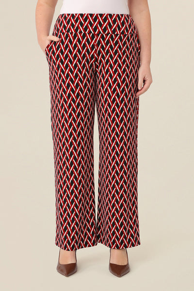 Good workwear pants, these straight leg, pull on trousers are easy-care and no-iron pants for workwear wardrobes.