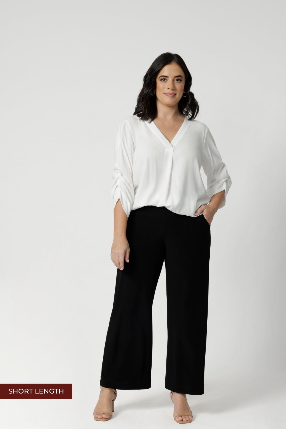 Our Monroe Pant combines timeless style with all-day comfort. Crafted from premium jersey, it boasts a pull-on fit, deep waistband, side pockets with topstitch detail, and a straight-leg cut. Available in three lengths, sizes 8-24, it’s the perfect companion to pieces from our fluid-suiting collection. Designed and made in Australia.