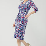 Nadine Dress with 3/4 Sleeve in Mauve Bubbles