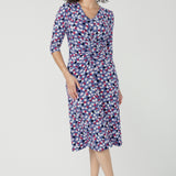 Crafted from our signature dry touch stretch jersey, the Nadine Dress is an elegantly subtle aline dress with fashion forward ruched sleeves, offering a flattering silhouette