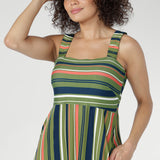 Nitelle Maxi Dress in Green Multi Stripe