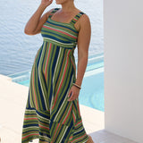 Nitelle Maxi Dress in Green Multi Stripe