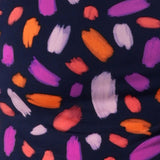 Navy base Palette print in Jersey with  vibrant tones of pink and purple. Made in Australia for women size 8 - 24.