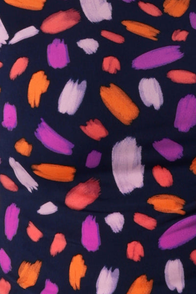 Navy base Palette print in Jersey with  vibrant tones of pink and purple. Made in Australia for women size 8 - 24.