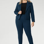The Paxton Pant is crafted from a dry-touch Ponte jersey fabric with a firm stretch. This pull-on style pant features a straight-leg cut, high pockets, and ankle slit details. It comes in three lengths and sizes 8-24. Designed for the woman on the go, the Paxton Pant pairs seamlessly with L+F separates and the Garcia Jackets for a coordinated, polished look.