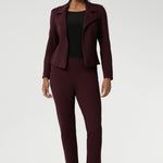The Paxton Pant in Burgundy. A pull-on style pant designed for the woman on the go, crafted from dry touch Ponte fabric that provides firm stretch. Pairs effortlessly with L&F separates and the Garcia Jacket for a coordinated suiting look.