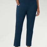 The Paxton Pant is on a dry-touch Ponte jersey base. The fabric has firm stretch. Pull on style pant features a straight leg cut, high pockets and ankle slit details. Available in 3 lengths in sizes 8-24.