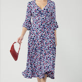 Portia Wrap Dress in Mauve Bubbles